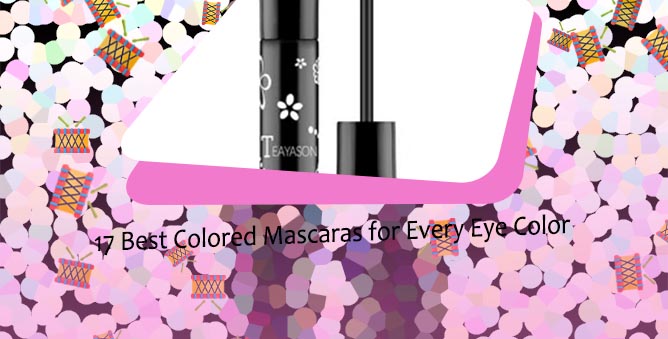 Purple mascara on blue eyes