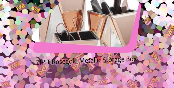 Rose gold makeup storage box